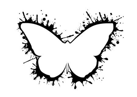 Abstract butterfly silhouette vector icon with splash isolated logo on whiteのイラスト素材
