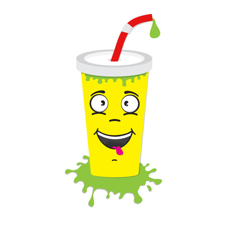 cartoon flat soda drink cup character icon vector illustration isolated on whiteのイラスト素材