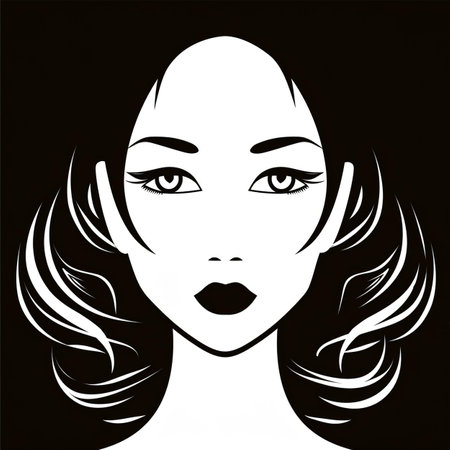 Portrait of a beautiful woman with long hair. Vector illustration.の素材