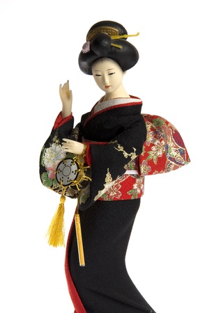 Japanese Girl in Kimono suit Dance with Little Drum.の写真素材