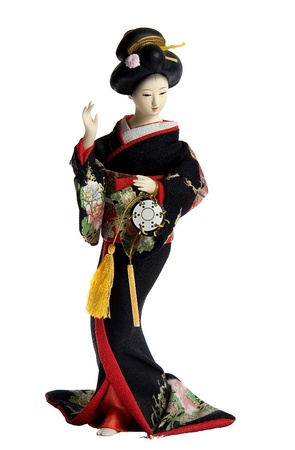 Japanese Girl in Kimono suit Dance with Little Drum.の写真素材