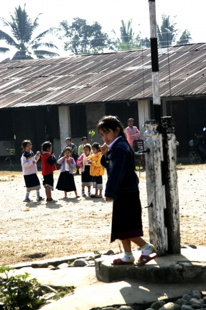Lao Children in action at Loa Village , lao is Country in AEC.のeditorial素材