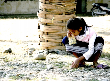 Lao Children in action at Loa Village , lao is Country in AEC.のeditorial素材