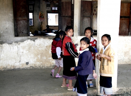Lao Children in action at Loa Village , lao is Country in AEC.のeditorial素材