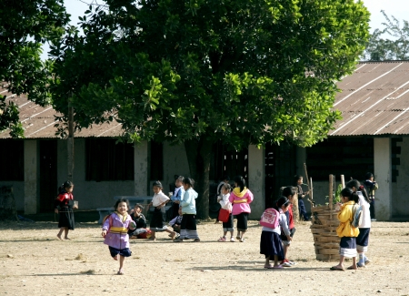 Lao Children in action at Loa Village , lao is Country in AEC.のeditorial素材
