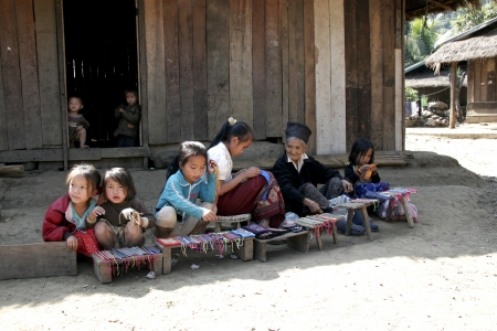 Lao Children in action at Loa Village , lao is Country in AEC.のeditorial素材