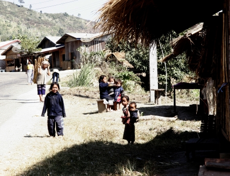 Lao Children in action at Loa Village; lao is Country in AEC.のeditorial素材