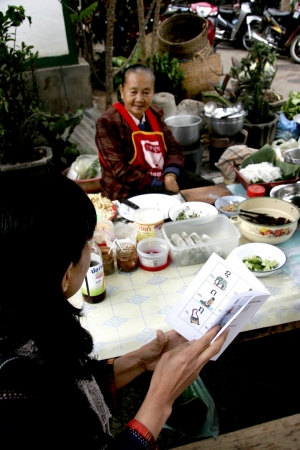 People In Lao Market sell and buy Fruit, Vegetable, Meat from The Farm and Wild Animalのeditorial素材
