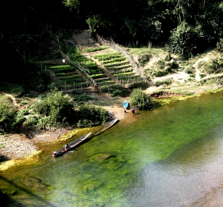The Lao Lanscape is Nature with More Mountain, River and The Old Vallage and The Old Town.の写真素材
