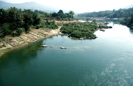 The Lao Lanscape is Nature with More Mountain, River and The Old Vallage and The Old Town.の写真素材