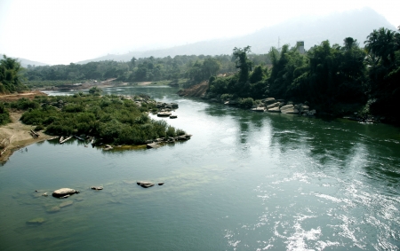 The Lao Lanscape is Nature with More Mountain, River and The Old Vallage and The Old Town.の写真素材