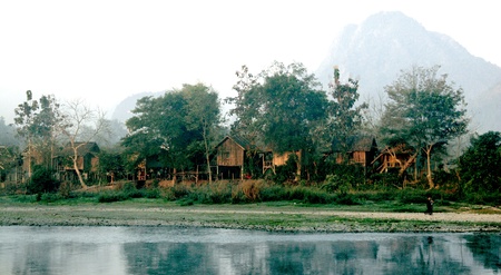 The Lao Lanscape is Nature with More Mountain, River and The Old Vallage and The Old Town.の写真素材