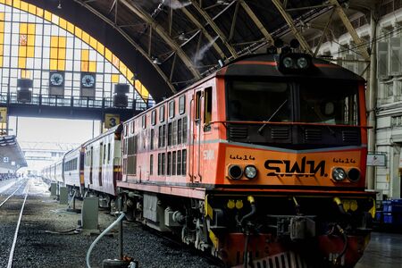 BANGKOK, THAILAND - MARCH 17, 2015 : Bogie of old railway wagon at Hua Lam Pong station,The main head junction.のeditorial素材