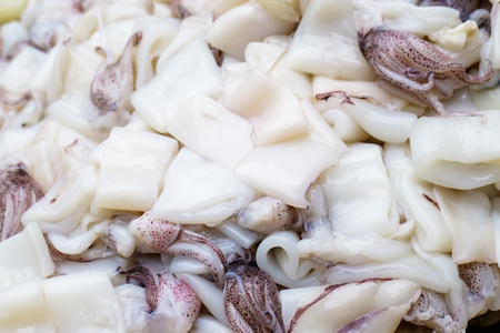Fresh raw squid prepare for cook, The delicious seafood. Grill, fired, soup or another cookedの写真素材