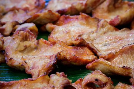 Many piece of fried pork in close up shot.の写真素材