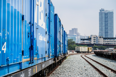 Bangkok, Thailand- October 18, 2016 : The cargo container weight for transport by train.