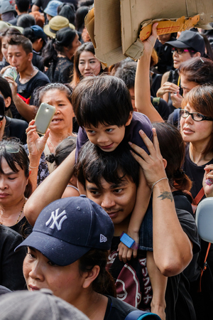 Bangkok, Thailand - October 22, 2016 : Crowd of Thai people  and foreigner in funeral of of His...