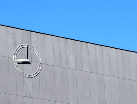 Clock on the top of a town-hall building