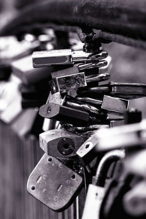 Locks on the bridgeの写真素材