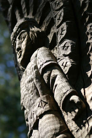 Witch hill in Lettland, wooden monumentの写真素材