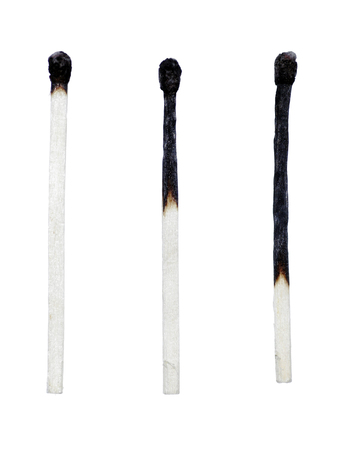 Life Cycle Of The Match, Three Matchsticks Burnt  To Different Levelsの写真素材
