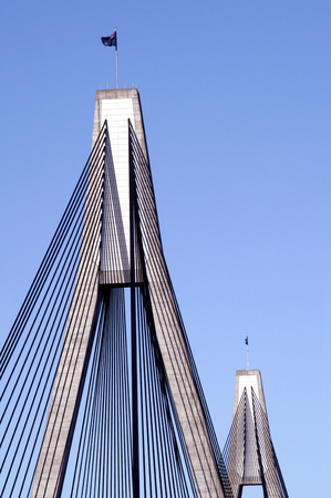 Anzac Bridge, Sydney, Australia: ANZAC Bridge is the longest cable-stayed bridge in Australia, and amongst the longest in the world.のeditorial素材