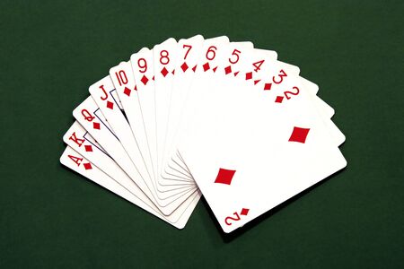 Diamonds - Set Of Gaming Cards On Green background