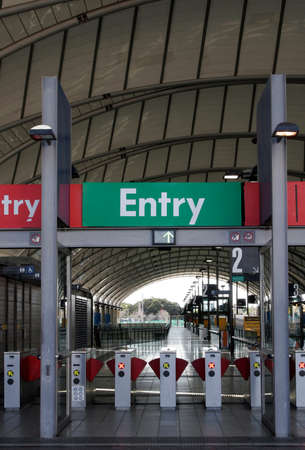 Train Station Hall And Entry Gate, Sydney, Australiaの写真素材