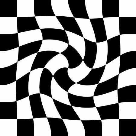 Chess Board Abstract - Eight By Eight Fields Alternating In Black And White With Twirl Centerの写真素材