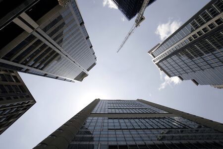 Office Buildings, Wide Angle Perspective View, Looking Up, Sydney, Australia
