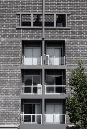 Urban Residential Apartment Building With Grey Facade, In Sydney, Australiaの写真素材
