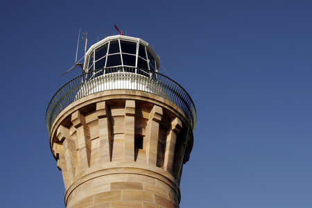 Sandstone Lighthouse Tower Top, Palm Beach, Sydney, Australia, Clear Blue Skyの写真素材