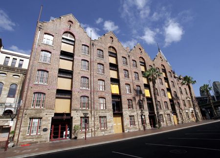 Apartment Building In Sydney, Australia - Blue Sky With Some Clouds, Wide-Angle Perspectiveの写真素材