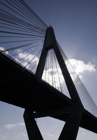 Anzac Bridge Silhouette, Sydney, Australia: ANZAC Bridge is the longest cable-stayed bridge in Australia, and amongst the longest in the world.のeditorial素材