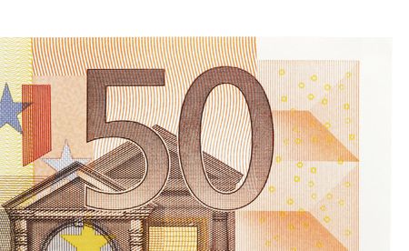 Details Of A Fifty Euro Note, White Background