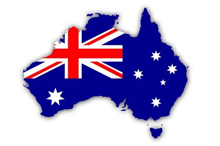 Flag and Map of Australia - Union Jack And Southern Cross On Blueの写真素材