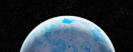 Blue Ice Planet In Space With Stars - Illustrationの写真素材