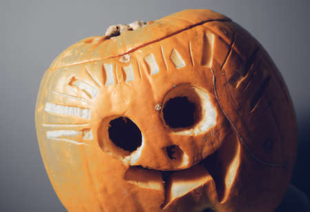 Halloween pumpkin with cutted faceの写真素材