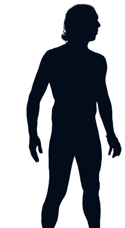 Male silhouette in posing positionの写真素材