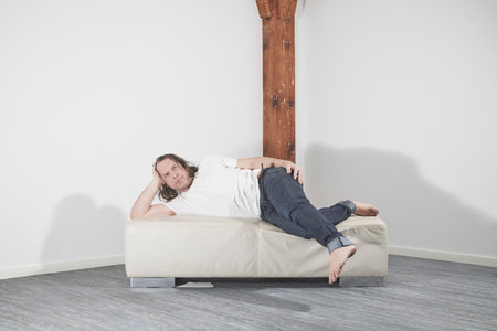 Man performing mental training to relaxの写真素材
