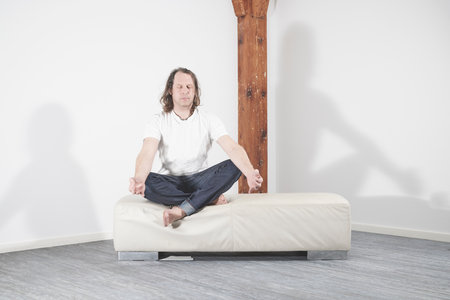 Man performing mental training to relaxの写真素材