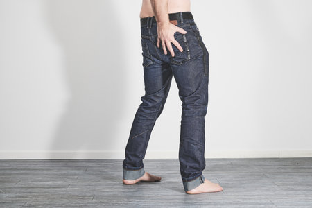 Male body showing rear painの写真素材