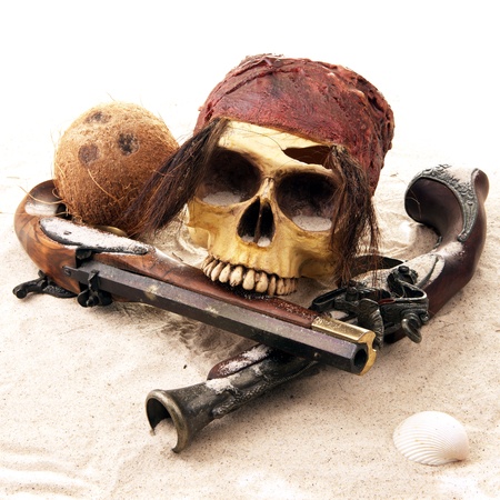 pirate skull beachの写真素材