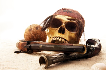 pirate skull beachの写真素材