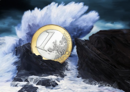 financial crisis europe digital paintingの写真素材