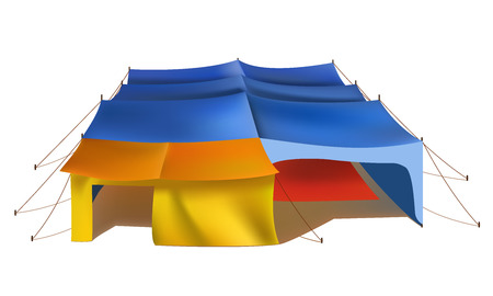 illustration of big desert tent. African nomad canopy from the sun.のイラスト素材