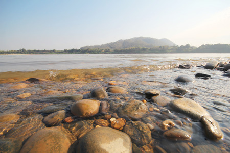 Kaeng Kud Ku. Khong river. Chiang Khan, Loei, Thailandの写真素材