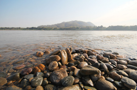 Kaeng Kud Ku. Khong river. Chiang Khan, Loei, Thailandの写真素材