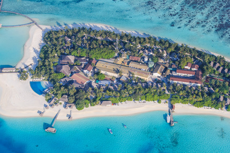 Bird eye view at the Indian Ocean, Maldivesの写真素材