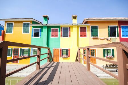 Colorful building in Ratchaburi Province, Thailandの写真素材